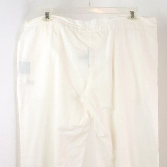 BCBG MaxAzria Women's L Ivory Linen Blend Drawstring Wide Leg Gauze Boho Pants - Picture 5 of 10